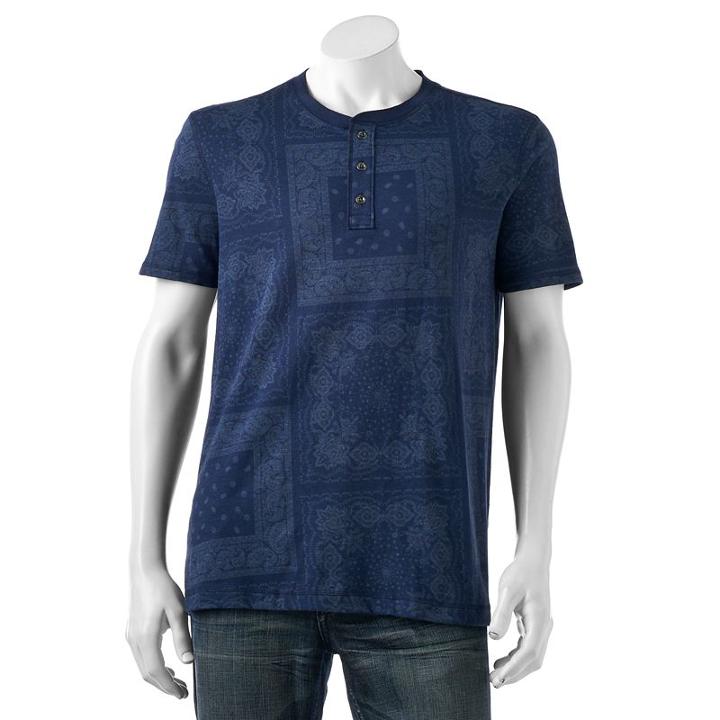 Sonoma Goods For Life, Men's &trade; Classic-fit Slubbed Henley, Size: Small, Blue (navy)