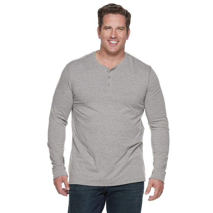 Big & Tall Men's Sonoma Goods For Life&trade; Supersoft Modern-fit Henley, Size: M Tall, Dark Grey