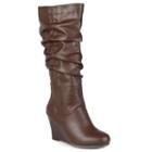Journee Collection Hana Women's Slouch Wedge Boots, Girl's, Size: 10, Brown