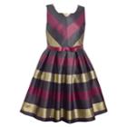 Girls 7-16 Bonnie Jean Striped Squareneck Dress, Size: 14, Dark Red