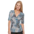 Women's Dana Buchman Printed Surplice Top, Size: Xl, Blue