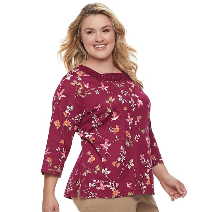 Plus Size Croft & Barrow&reg; Crochet Top, Women's, Size: 2xl, Dark Pink