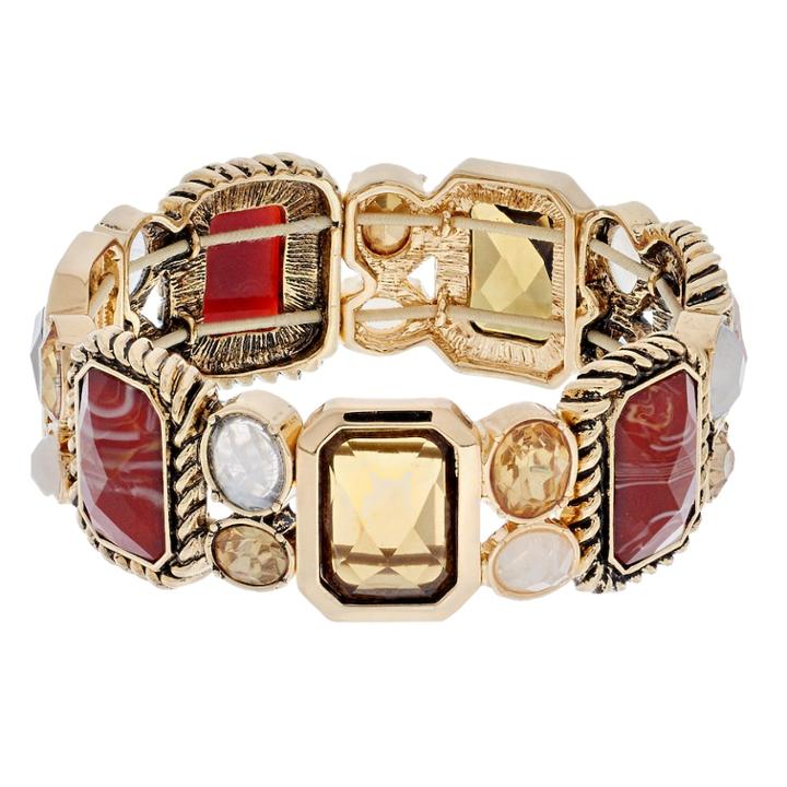 Dana Buchman Brown Geometric Link Stretch Bracelet, Women's