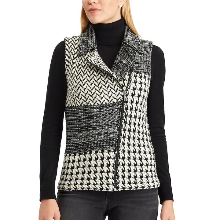 Petite Chaps Buffalo Plaid Sweater Vest, Women's, Size: Xs Petite, Black