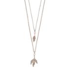 Lc Lauren Conrad Pave Leaf Double Strand Necklace, Women's, Light Pink