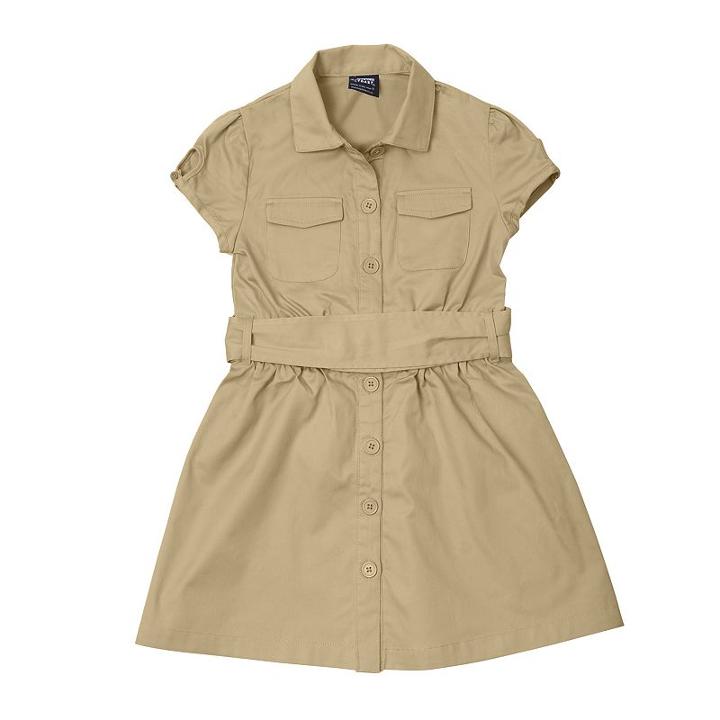 Girls 4-20 French Toast School Uniform Canvas Shirt Dress, Girl's, Size: 14, Brown