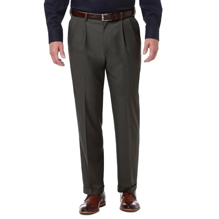 Men's Haggar Premium Comfort Stretch Classic-fit Pleated Dress Pants, Size: 34x36, Oxford