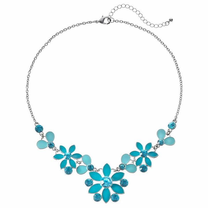 Aqua Flower Necklace, Women's, Turq/aqua
