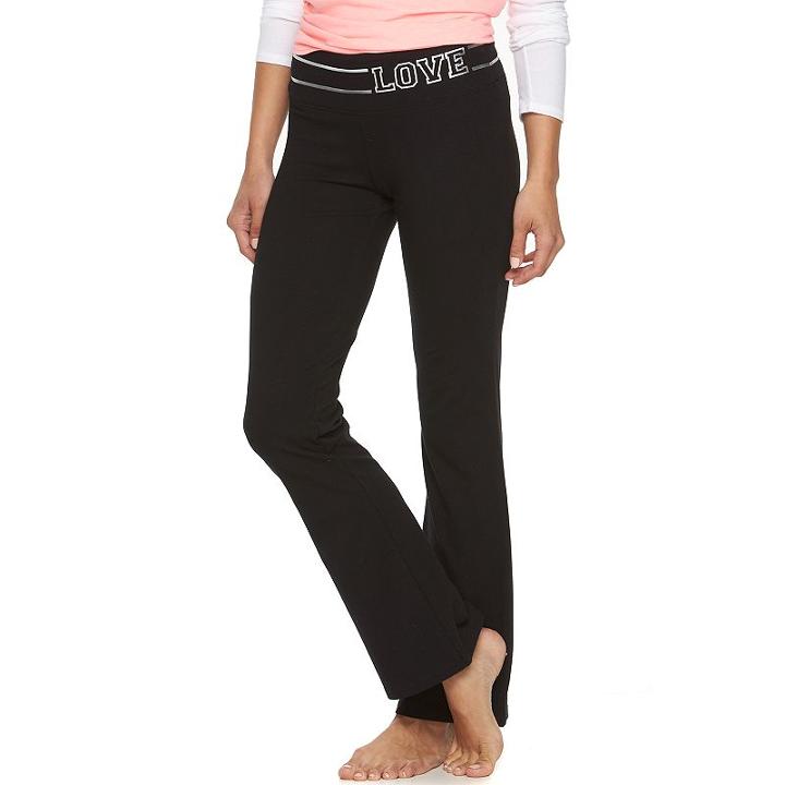 Juniors' So® Lounge Contour Bootcut Yoga Pants, Size: Large, Black