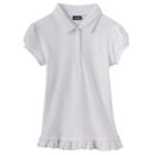 Girls 4-16 Chaps School Uniform Lace Ruffle Polo, Girl's, Size: 8-10, White