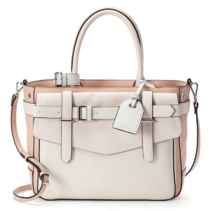 Reed Boxer Belted Large Satchel, Women's, Lt Beige