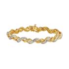 1/4 Carat T.w. Diamond 14k Gold-plated Twist Bracelet, Women's, Size: 7.5, White