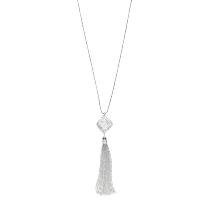 Lc Lauren Conrad Long Geometric & Tassel Pendant Necklace, Women's, Silver