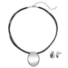 Napier Oval Cord Necklace & Teardrop Earring Set, Women's, Silver