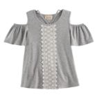 Girls 7-16 Rewind Cold-shoulder Crochet Front Tee, Size: Small, Grey Other