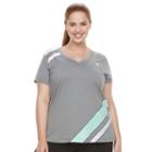 Plus Size Fila Sport&reg; Slash Stripe V-neck Tee, Women's, Size: 3xl, Light Grey