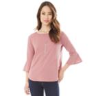 Juniors' Iz Byer Boatneck Bell Sleeve Top & Necklace Set, Teens, Size: Small, Light Pink
