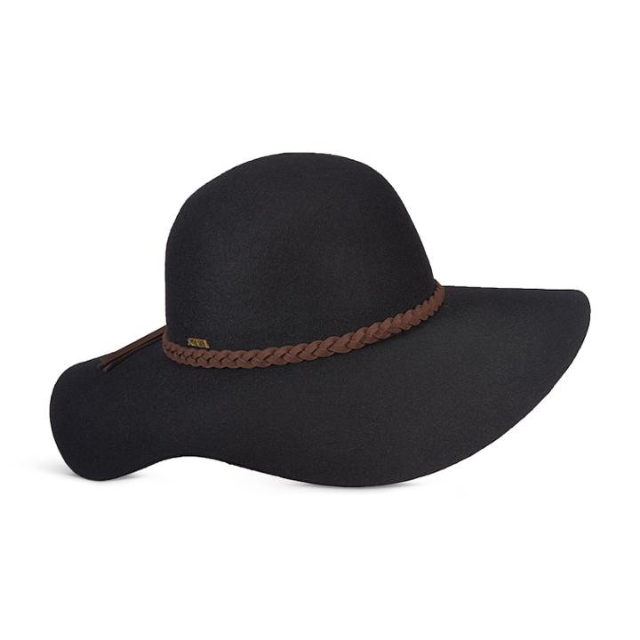Women's Scala Wool Felt Braided Band Floppy Hat, Black