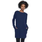 Women's Tek Gear&reg; Hooded Long Sleeve Dress, Size: Xl, Dark Blue