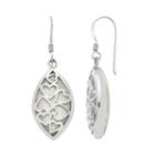 Sterling Silver Mother-of-pearl Heart Marquise Drop Earrings, Women's, White
