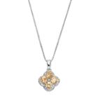 Sterling Silver Citrine & White Topaz Flower Pendant Necklace, Women's, Size: 18, Orange