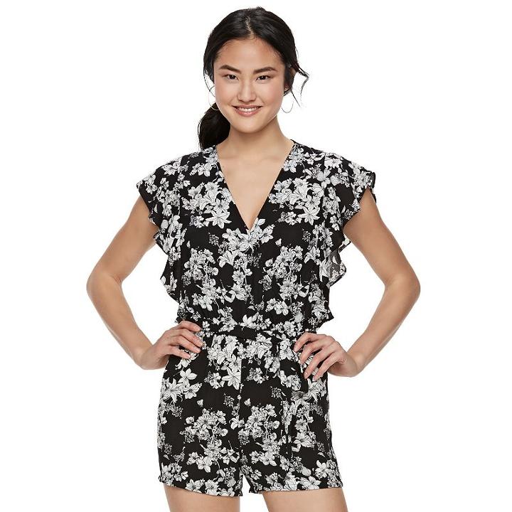 Juniors' Joe B Flutter Sleeve Romper, Girl's, Size: Small, White Oth