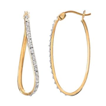 Diamond Mystique Sterling Silver Figure 8 Hoop Earrings, Women's, White