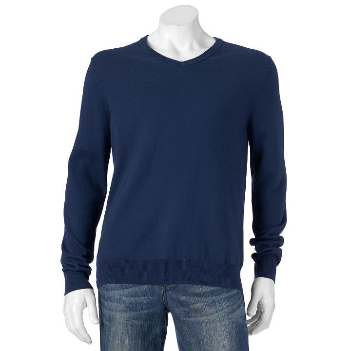 Big & Tall Sonoma Goods For Life&trade; Solid V-neck Sweater, Men's, Size: 3xb, Dark Blue
