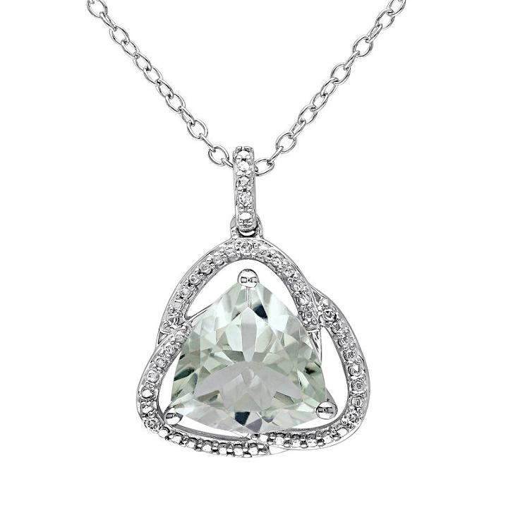 Green Quartz & Diamond Accent Sterling Silver Pendant Necklace, Women's, Size: 18
