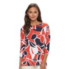 Women's Croft & Barrow&reg; Print Button-detail Top, Size: Xl, Brt Red