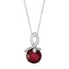 Sterling Silver Lab-created Ruby & White Sapphire Swirl Pendant Necklace, Women's, Size: 18, Red