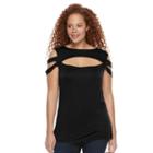 Plus Size Rock & Republic&reg; Strappy Cold-shoulder Top, Women's, Size: 1xl, Black
