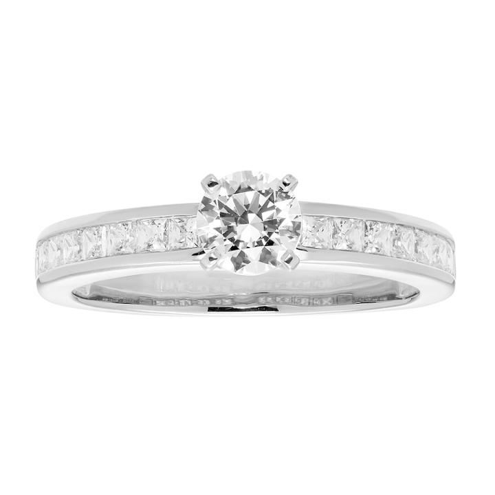 14k Gold Channel Set 1 Carat T.w. Igl Certified Diamond Engagement Ring, Women's, Size: 8.50, White