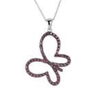 Oro Leoni Sterling Silver Rhodolite Garnet Butterfly Pendant - Made With Genuine Swarovski Gemstones, Women's, Size: 18, White