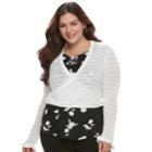 Juniors' Plus Size Candie's&reg; Pointelle Cropped Wrap Sweater, Teens, Size: 2xl, Natural
