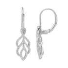 Sterling Silver 1/2 Carat T.w. Diamond Leaf Drop Earrings, Women's, White