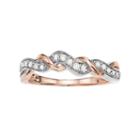 Two Tone 10k Rose Gold 1/5 Carat T.w. Diamond Ring, Women's, Size: 6, White