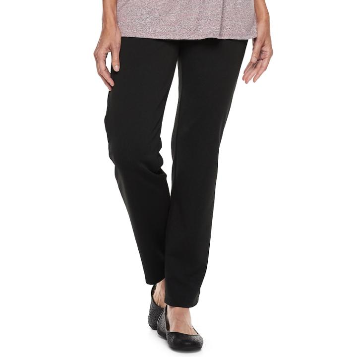 Women's Dana Buchman Everyday Casual Straight-leg Pull On Pants, Size: Large, Black