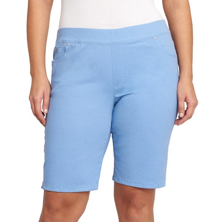 Plus Size Gloria Vanderbilt Avery Pull-on Bermuda Jean Shorts, Women's, Size: 24 W, Blue