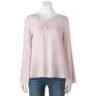 Juniors' Pink Republic Strappy Bell Sleeve Top, Teens, Size: Large, Blue Other