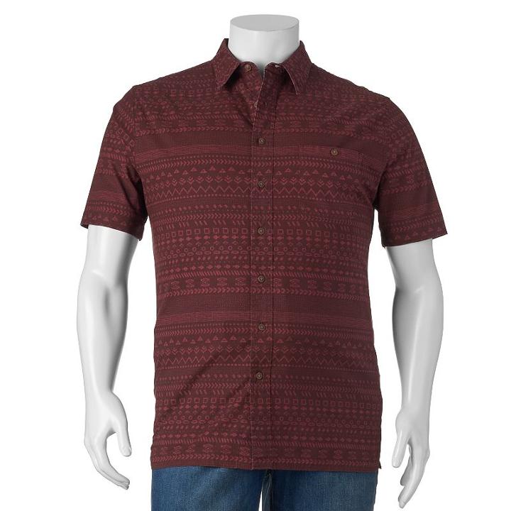 Big & Tall Croft & Barrow&reg; Classic-fit Patterned Crosshatch Button-down Shirt, Men's, Size: Xxl Tall, Dark Red