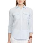 Women's Chaps Plaid Twill Button-down Shirt, Size: Medium, Blue
