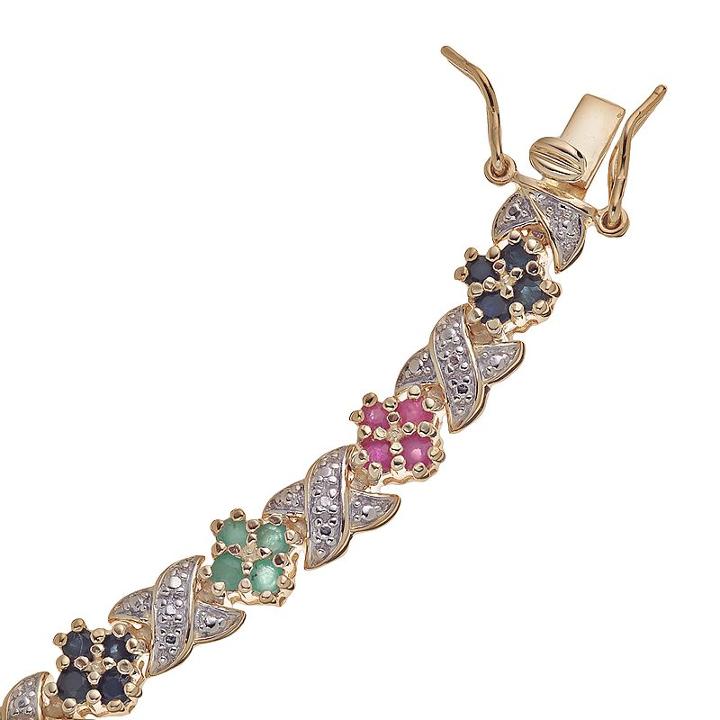 18k Gold-over-silver Multigemstone Bracelet, Women's, Multicolor