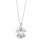 Hallmark Tri Tone Sterling Silver Cubic Zirconia Angel Floating Charm Pendant, Women's, Size: 18, Blue