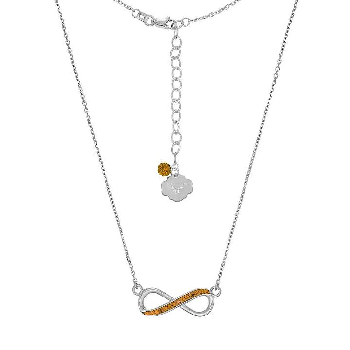 Texas Longhorns Sterling Silver Crystal Infinity Necklace, Women's, Size: 18, Orange