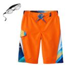 Boys 8-20 Zeroxposur Blocked Seascape Swim Trunks With Goggles, Size: Xl, Orange Oth