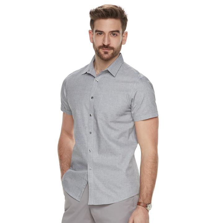 Men's Marc Anthony Slim-fit Resort Button-down Shirt, Size: Small, Black