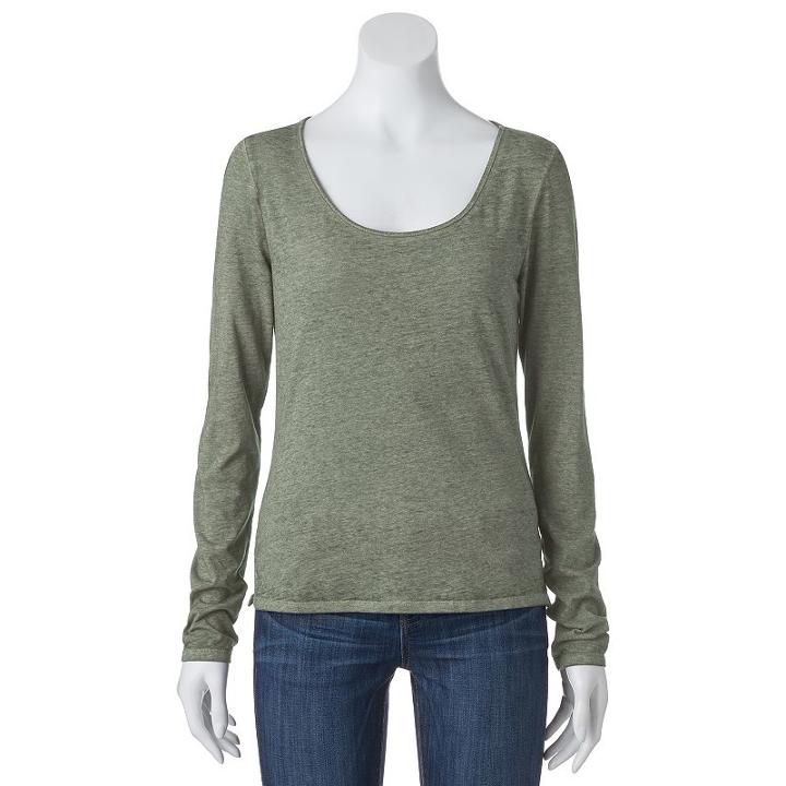 Juniors' Mudd&reg; Slim Fit Burnout Scoopneck Tee, Girl's, Size: Large, Med Green