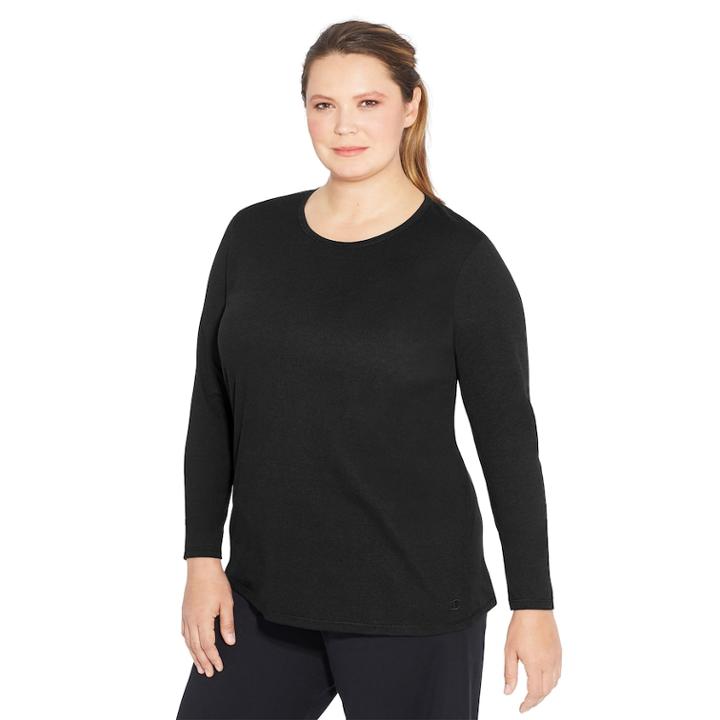 Plus Size Champion Jersey Long Sleeve Tee, Women's, Size: 1xl, Black