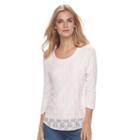 Women's Croft & Barrow&reg; Lace-front Tee, Size: Small, Brt Pink